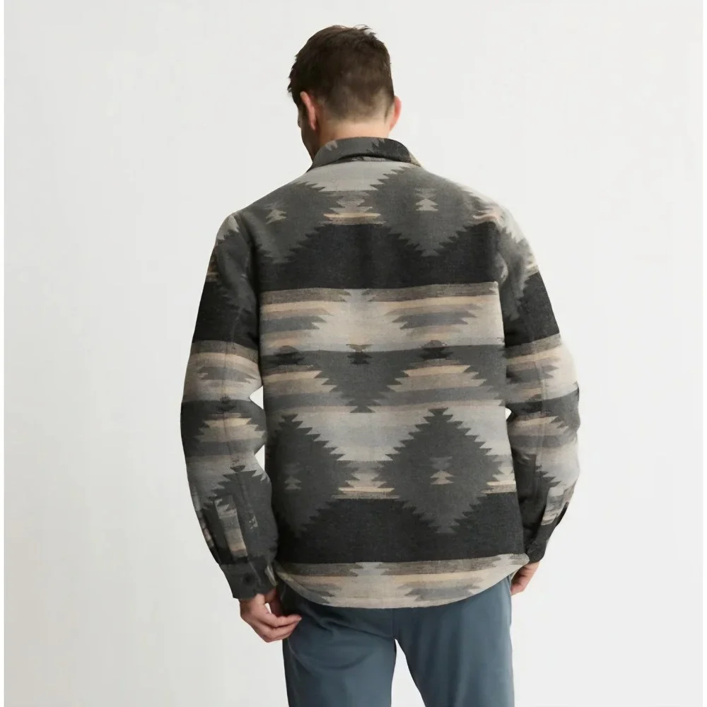 Jachs New York Mens Sherpa Lined Aztec Print Shirt Jacket Shacket Size M Aztec‎